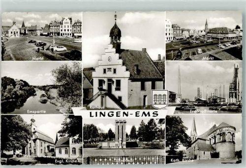 Lingen Kath. Kirche Ev. Kirche Markt Ehrenmal Erdölraffinerie Oldtimer