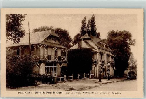 Vouvray Hotel du Pont de Cisse Sur la Route Nationale des bords de la Loire Tankstelle Oldtimer
