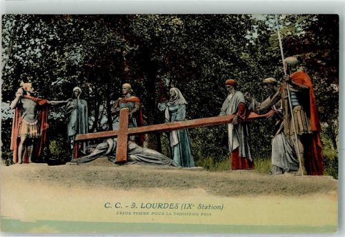 Lourdes Jesus Tombe Pour la Troisieme Fois IX. Station