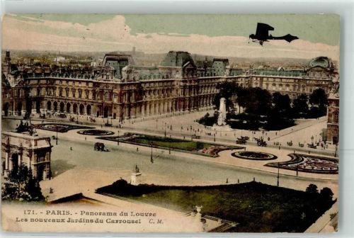 Paris Panorama du Louvre les nouveaux Jardins du Carrousel Flugzeug
