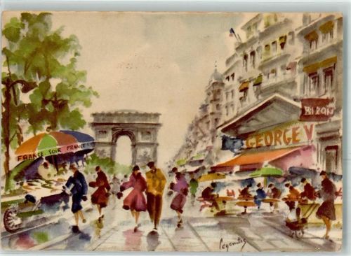 Paris Champs Elysee Gasthaus Cafe George V sign. M. Legendre