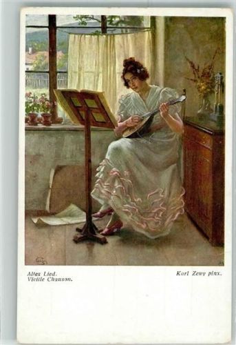 sign.Zewy Karl Mandoline Altes Lied Verlag Wiener Kunst Nr.1400