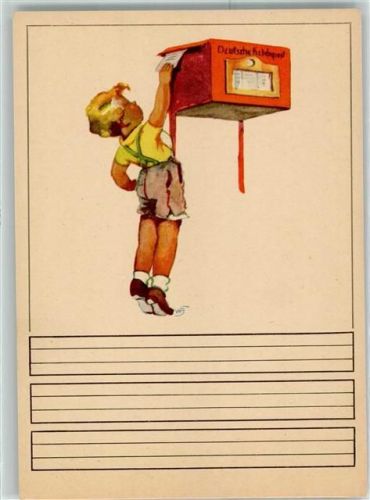 sign.W.E. Junge Deutsche Reichspost Briefkasten Künstlerkarte