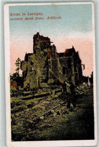 Lassigny 1916 Kirche zerstört durch franz. Artillerie