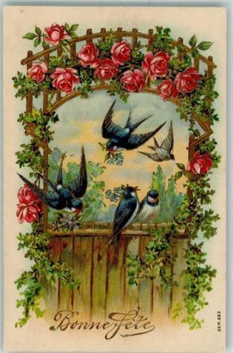 Schwalben Rosen Bonne Fete SB Serie 663
