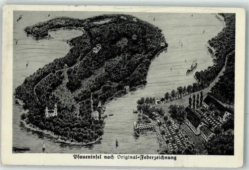 10115 W1000 Zehlendorf - Pfaueninsel Federzeichnung