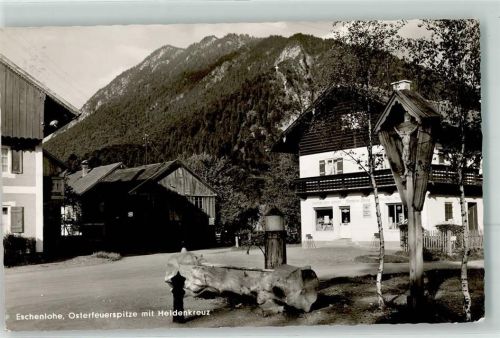 82438 W8116 Eschenlohe , Loisach - Osterfeuerspitze Heldenkreuz Hydrant Holzbrunnen