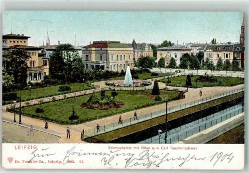 Leipzig Schmuckplatz Villen an der Carl Tauchnitzstraße Bahnpost Magdeburg-Leipzig Zug 440