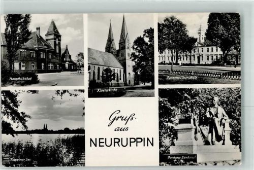 Neuruppin Hauptbahnhof Klosterkirche Fontane Oberschule Fontane Denkmal