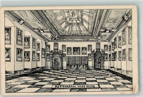 Bad Iburg 1914 Rittersaal im Schloss Iburg Zeichnung