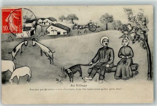 Chaillac 1908 Ziege Schaf Ort lt. Stempel Künstlerkarte