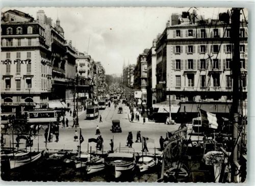Marseille la Canebiere Straßenbahn Oldtimer Boot