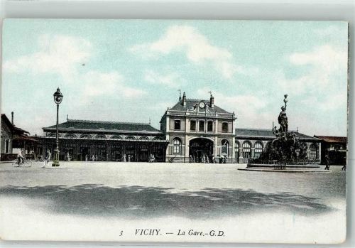 Vichy La Gare Bahnhof Uhr Laterne Fahrrad