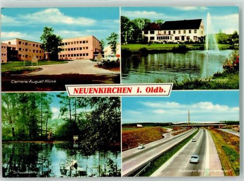 Neuenkirchen 1971 Clemens-August-Krankenhaus Haus Bergquell Schwanenteich Autobahn-Brückenrestaurant
