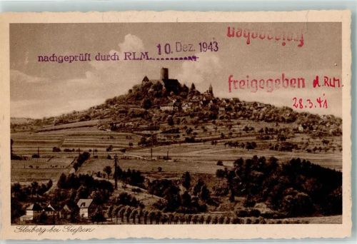 Krofdorf-Gleiberg 1941 Burg Gleiberg mit Zensurstempel