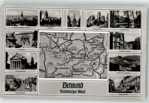 Detmold Schloss Hermannsdenkmal Kaiser-Wilhelm-Platz Rathaus Krumme Straße Lange Straße Lippisches Landestheater Externsteine Donoperteich Landkarte