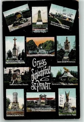Saint-Privat-la-Montagne 1913 Denkmal d. 4. Garde-Rets Blick von der Plattform des Gardeturms Kriegerfriedhof d. Garde-Fus.-Regts. Denkmal d.3. Garde-Regts.