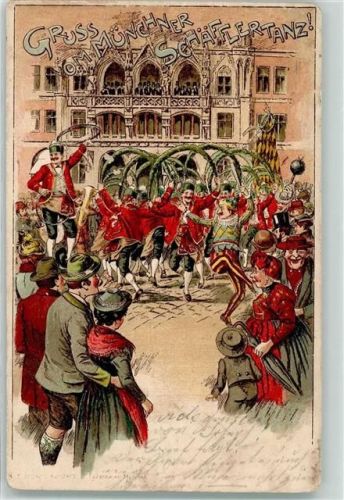 München 1900 Schäfflertanz Tracht Lithographie
