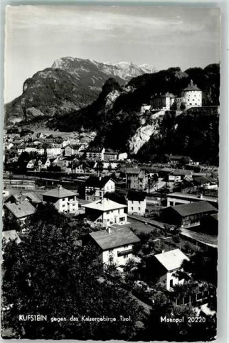 Kufstein 1961 mit Festung Kufstein und Kaisergebirge