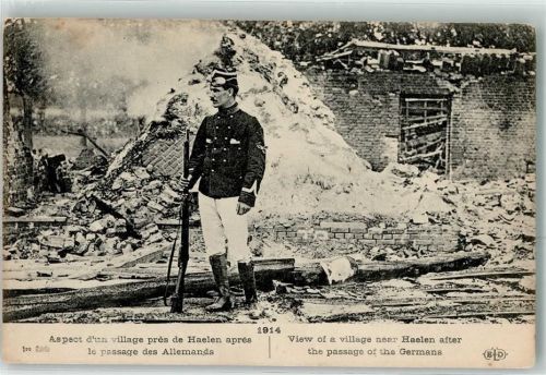 Haelen 1914 Aussehen eines Dorfes in der Nähe von Haelen nach dem Durchgang der Deutschen Soldat Uniform