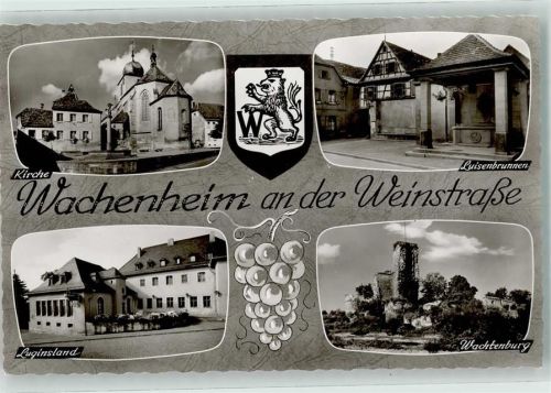 67098 W6706 Wachenheim an der Weinstraße - Luisenbrunnen Wachtenburg Luginsland Kirche