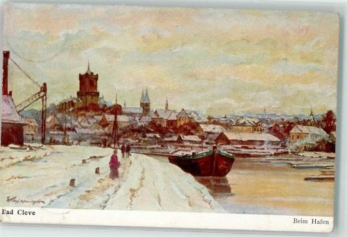 Cleve Hafen sign. Lachenmeyer Winterlithographie