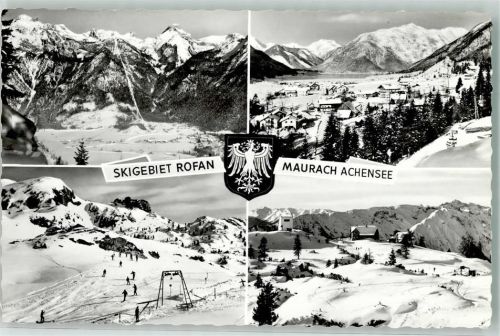 6212 Maurach Foto AK Skigebiet Rofan Achensee Wappen Adler Schnee Sport Ski Winter
