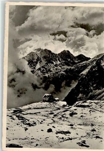 Neustift neue Regensburger Hütte mit Habicht u. Glättespitze Hüttenstempel