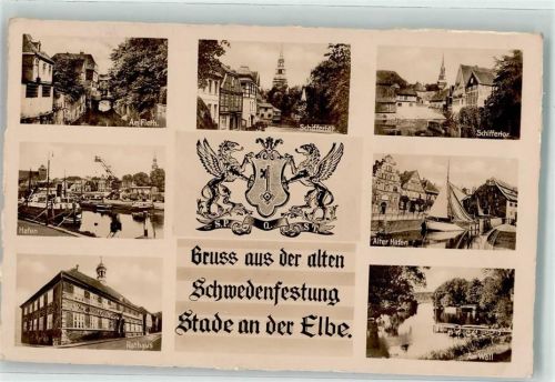 Stade 1939 Am Fleth Schiffertor Hafen Rathaus Alter Hafen Am Wall Stadtwappen