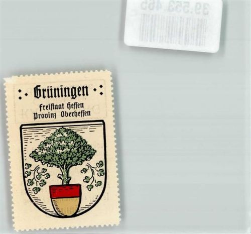 Grüningen Briefmarke Waooen Freistaat Baum