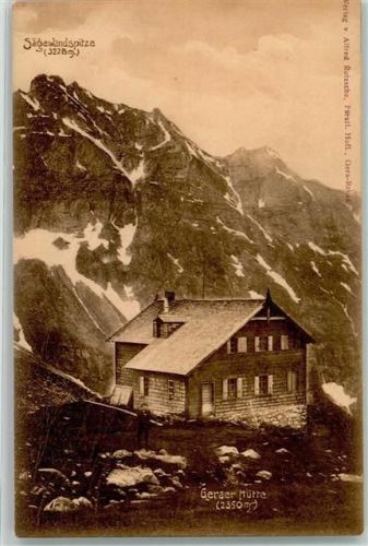 Geraer Hütte Gebrauchsspuren Berghütte mit Sägewandspitze Hüttenstempel