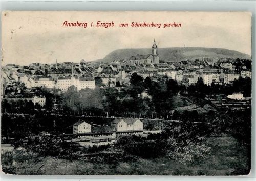 Annaberg-Buchholz 1921 mit St. Annenkirche und Bahnhof