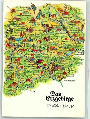 Olbernhau Landkarte Erzgebirge Westlicher Teil IV