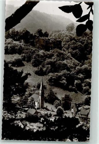 67468 W6731 Frankenstein , Pfalz Foto AK Tunnelportal mit Ruine Frankenstein und Kirche
