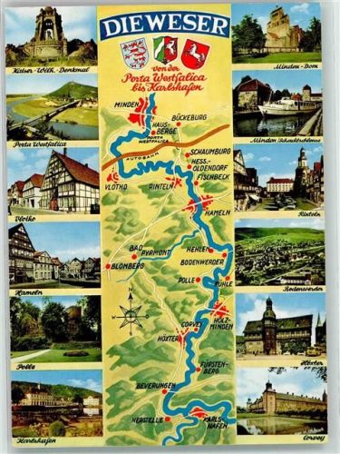 Hameln Kaiser Wilhelm Denkmal Vlotho Rinteln Die Weser Landkarte