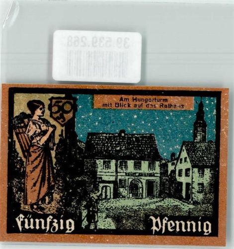 Grünberg 1921 Notgeld 50 Pfennig Rathaus