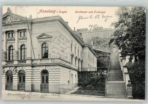 Annaberg-Buchholz 1910 Stadttheater mit Freitreppe