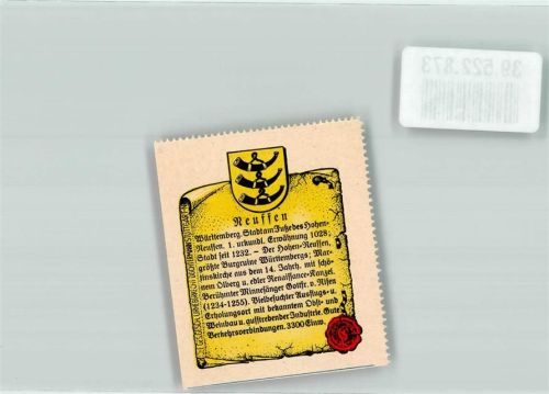 Neuffen Wappensammelmarke Nr.347 Unsere deutsche Heimat Wappen und Chronik