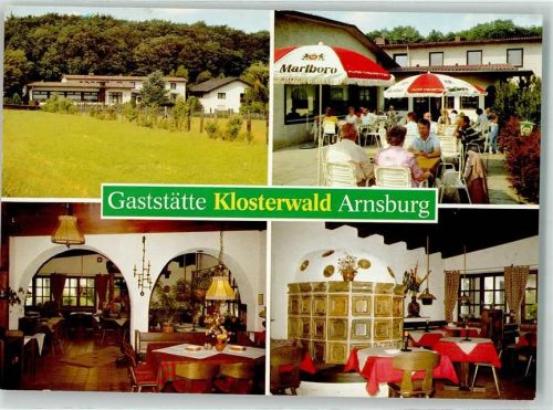 Arnsburg Gaststätte Klosterwald Gasthaus Terrasse Gastraum Kachelofen