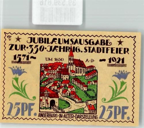 Angerburg Notgeld 25 Pfennig zur 350 Jahrfeier 1921