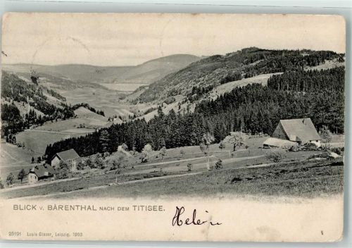 Wehr Blick vom Bärenthal nach dem Titisee Ort lt. Stempel