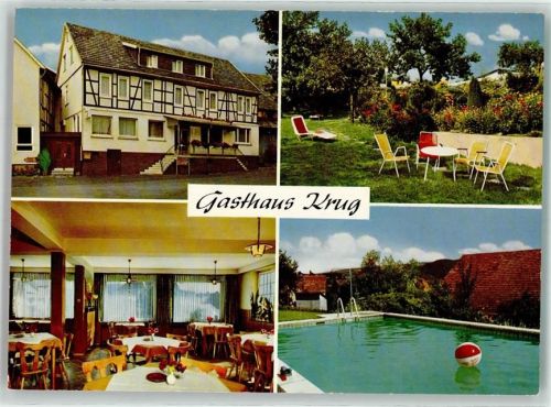 Grebenau Gasthaus Krug Garten Gastraum Schwimmbad Ball Stückzahlkarte