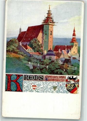 Krems sign. Aßmann Pfarrkirche St. Veit Verlag des Vereines Südmark Karte Nr. 187