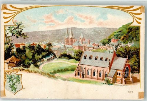 Spa Lithographie Wappen Kirche kein AK