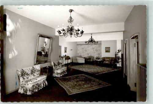 Steinhagen Upmanns Hof Sofa Spiegel Kronleuchter Teppich Wandbild Ort handschriftlich Foto Original aus Archiv eines Ansichtskartenverlags