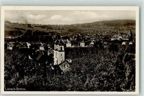 Stetten 1930 mit Kirche St. Fridolin