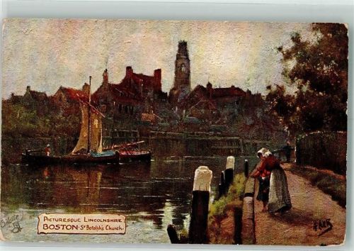 Boston sign. Oilette Tuck und Sons Serie 7881 Kirche