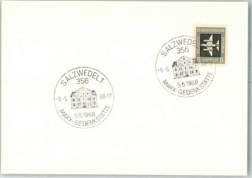 Salzwedel Sonderstempel 5. 5. 1968 Marx Gedenkstätte