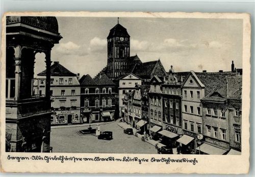 Sagan Zagan 1942 Gebrauchsspuren Marktplatz Kirche Apotheke Feldpost WK II