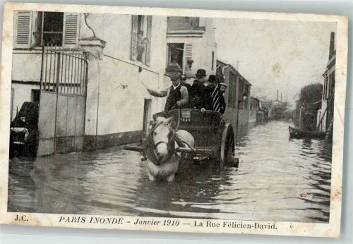 Paris 1910 Hochwasser 1910 Rue Felician David Foto AK